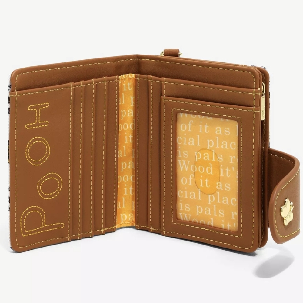 Loungefly Disney Winnie The Pooh Art Canvas Flap Wallet Wristlet Card Holder EUC - Picture 3 of 9